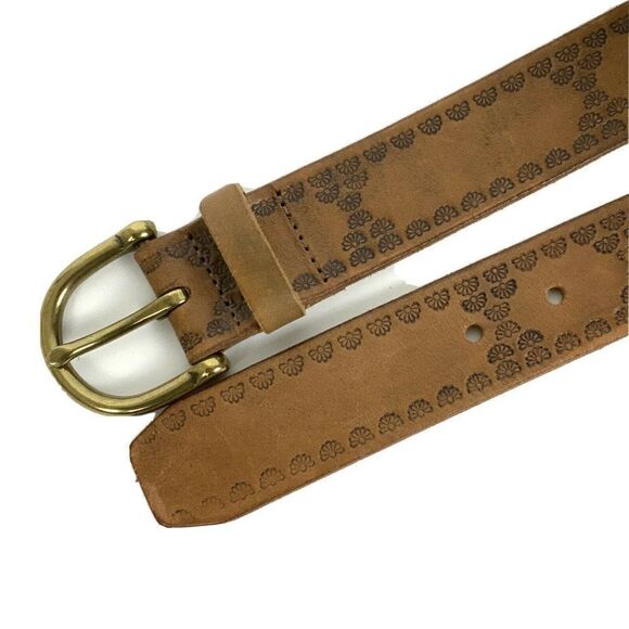 Eddie Bauer Ladies Belt Size Small Brown Tooled Leather Made in USA - Picture 2 of 3